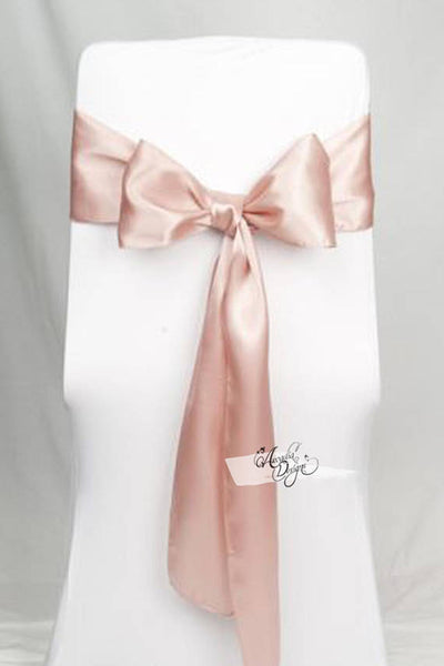 Blush Rose Gold Premium Shimmery Satin Chair Sashes – Arcadia Designs