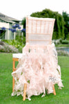 Arcadia Designs Sheer White Ruffled Bridal Chair Cover Pink