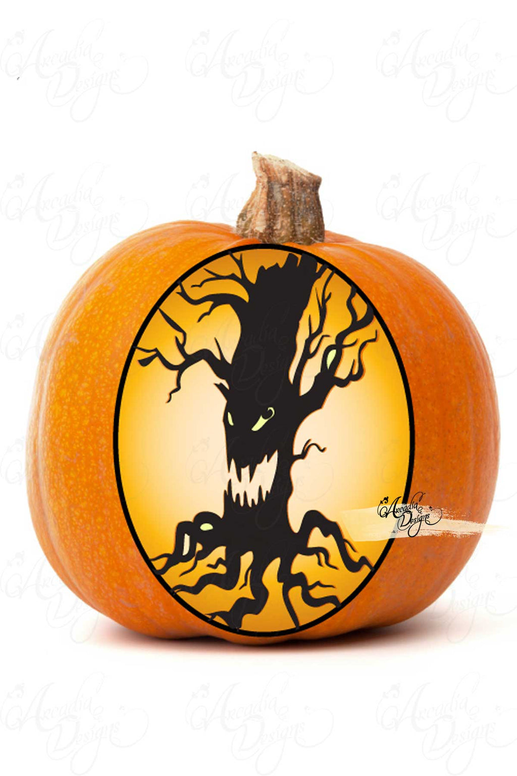 Arcadia Designs Halloween Scary Tree Face Pumpkin Carving stencil