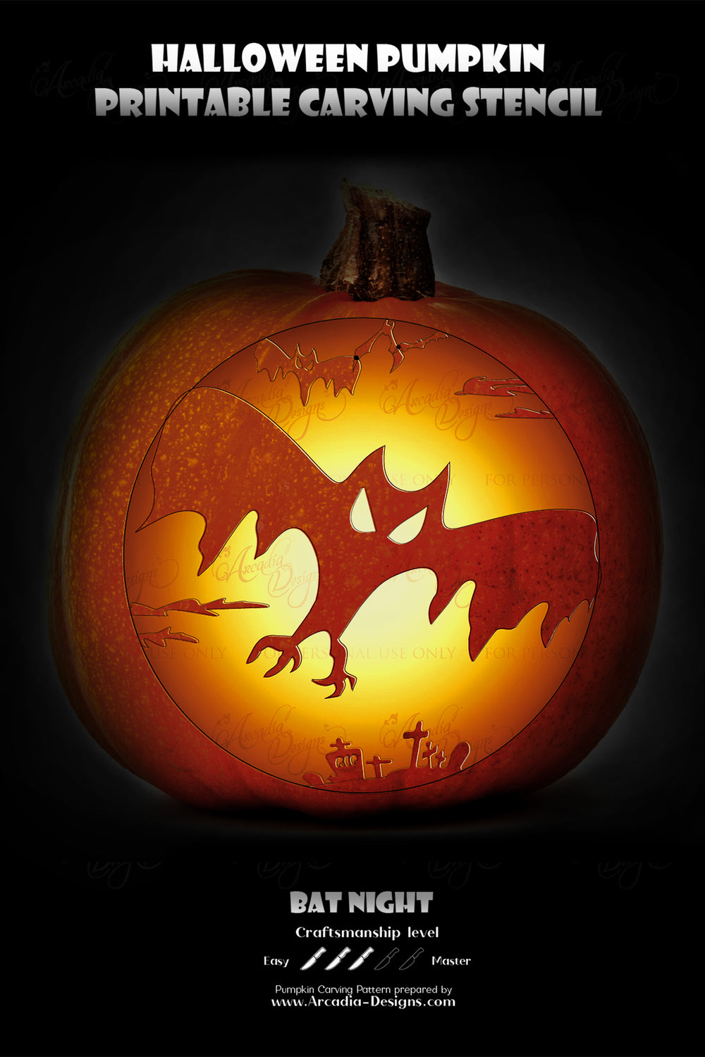Halloween Bat moon night Pumpkin Carving Printable Stencil – Arcadia Designs halloween-bat-moon-night-pumpkin-carving-printable-stencil-arcadia-designs
