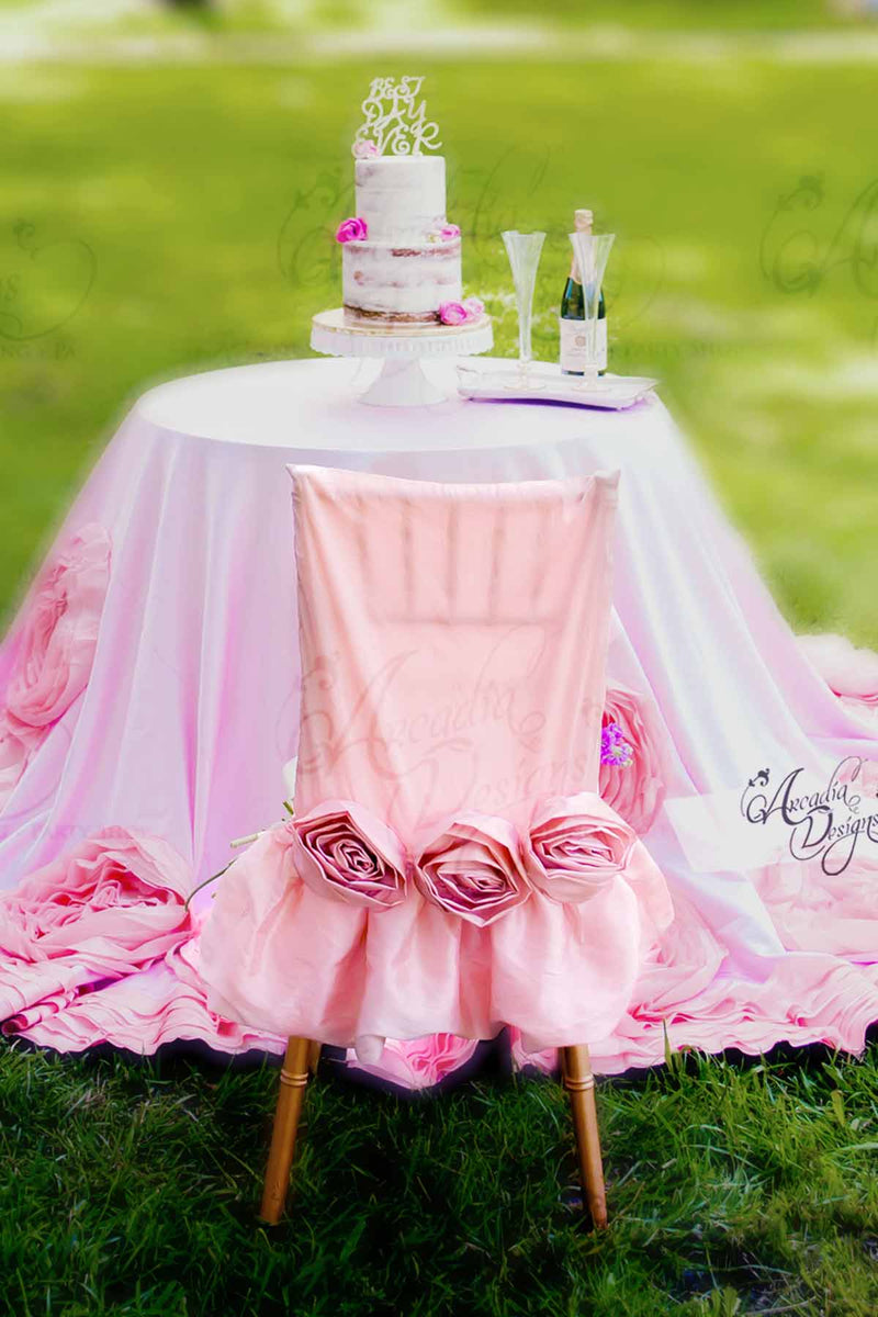 Arcadia Designs Natural White Rose Folding Chair Slipcover Blush Pink