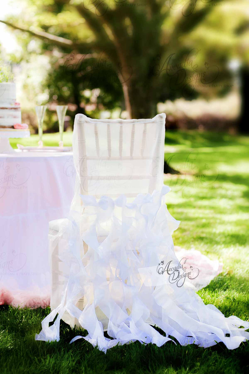 Arcadia Designs Snow White Curly Willow Bridal Chair Cover White