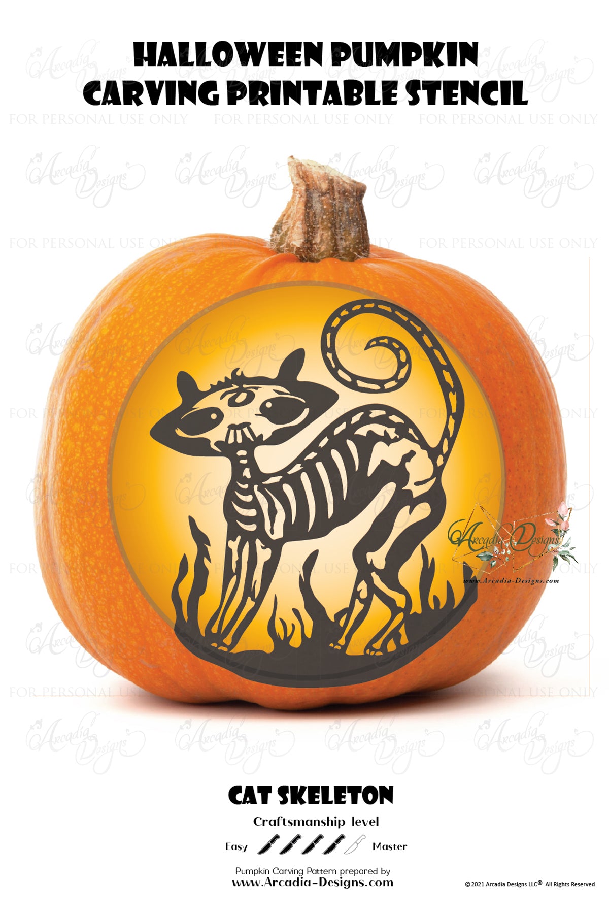 Halloween Skeleton Cat Pumpkin Carving Printable Stencil – Arcadia Designs halloween-skeleton-cat-pumpkin-carving-printable-stencil-arcadia-designs