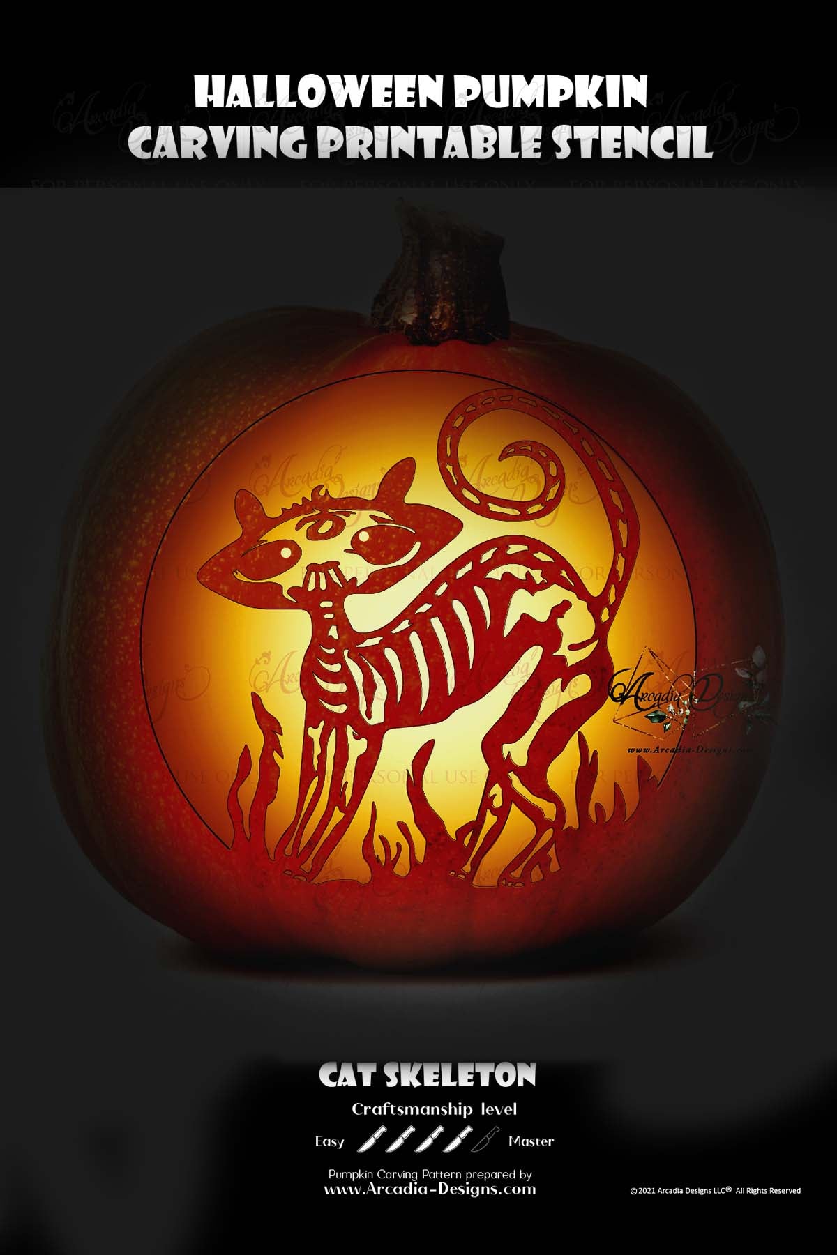 Halloween Skeleton Cat Pumpkin Carving Printable Stencil – Arcadia Designs halloween-skeleton-cat-pumpkin-carving-printable-stencil-arcadia-designs