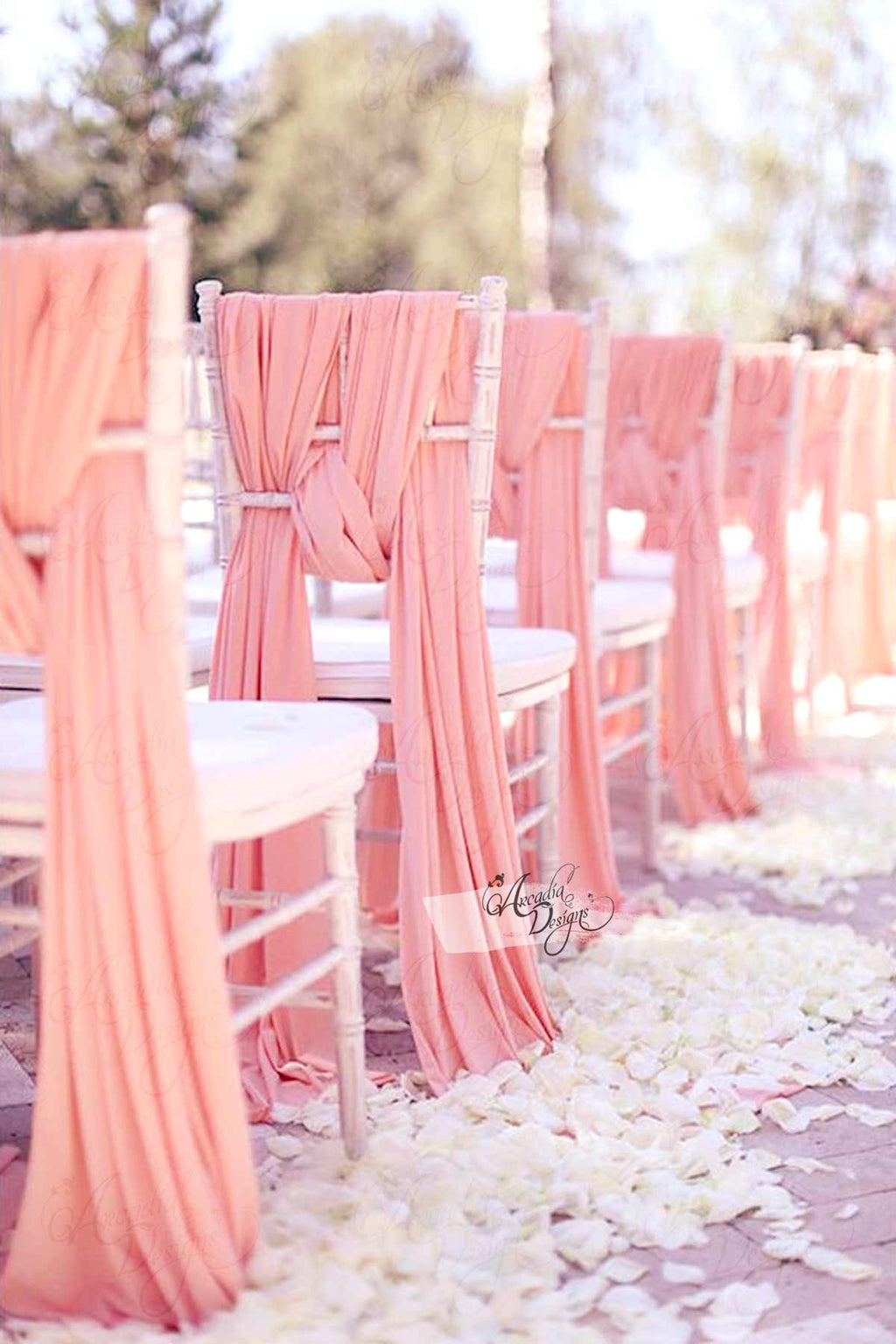 Arcadia Designs Light Pink Chiffon Chair Sash Blush Pink