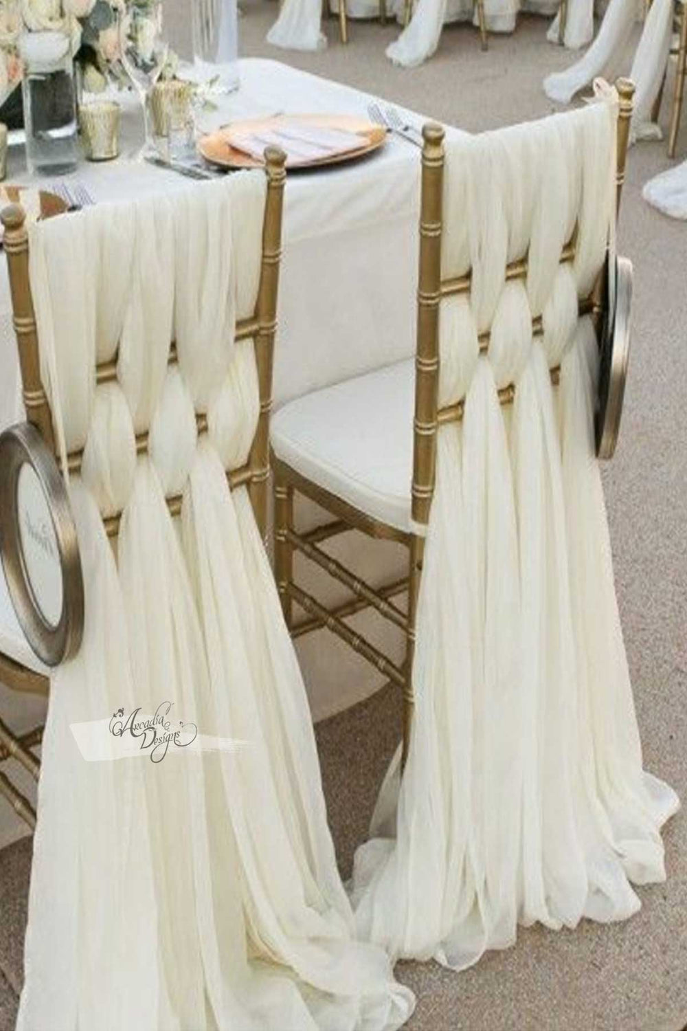 Braided Ivory Chiffon Chair Sash – Arcadia Designs