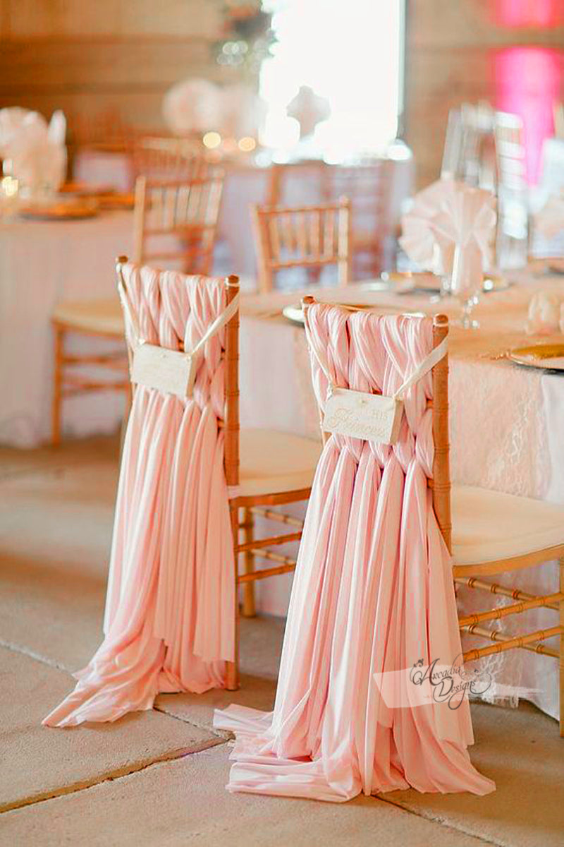 Arcadia Designs Braided Blush Pink Chiffon Chair Sash