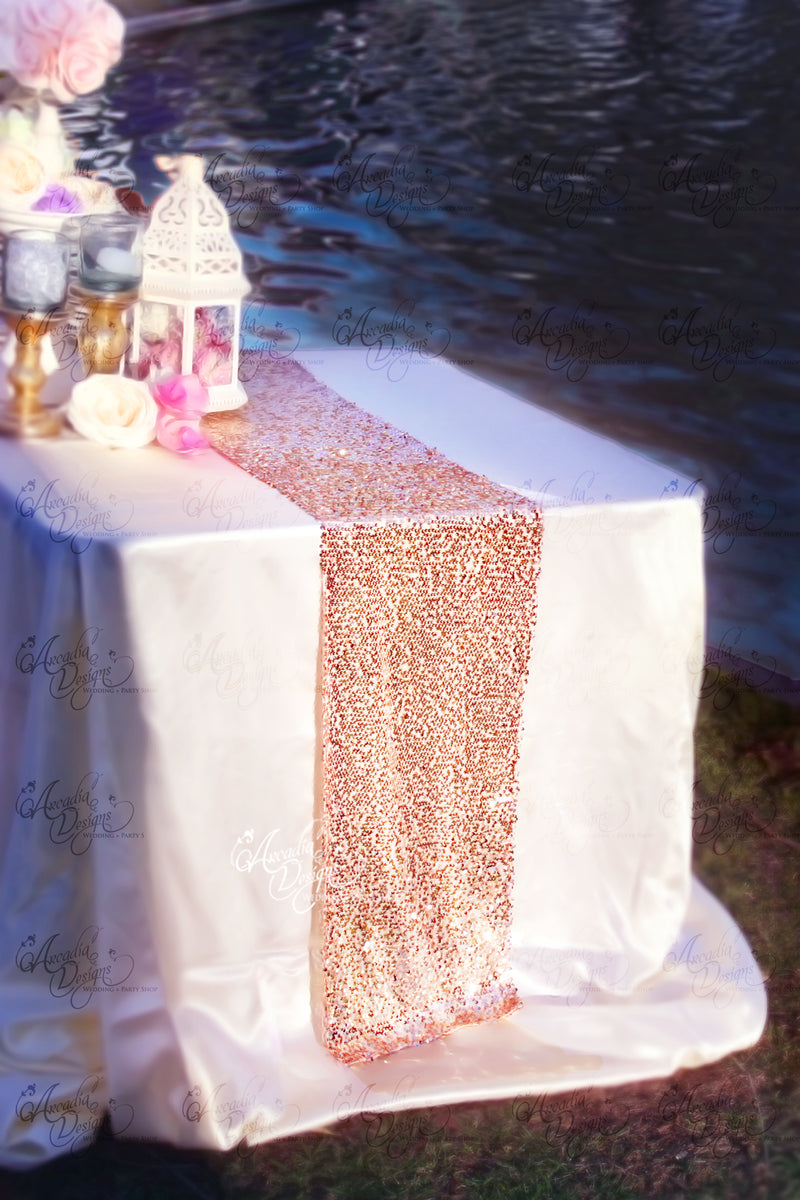 Rose Gold Sequin Table Runner by Arcadia Designs
