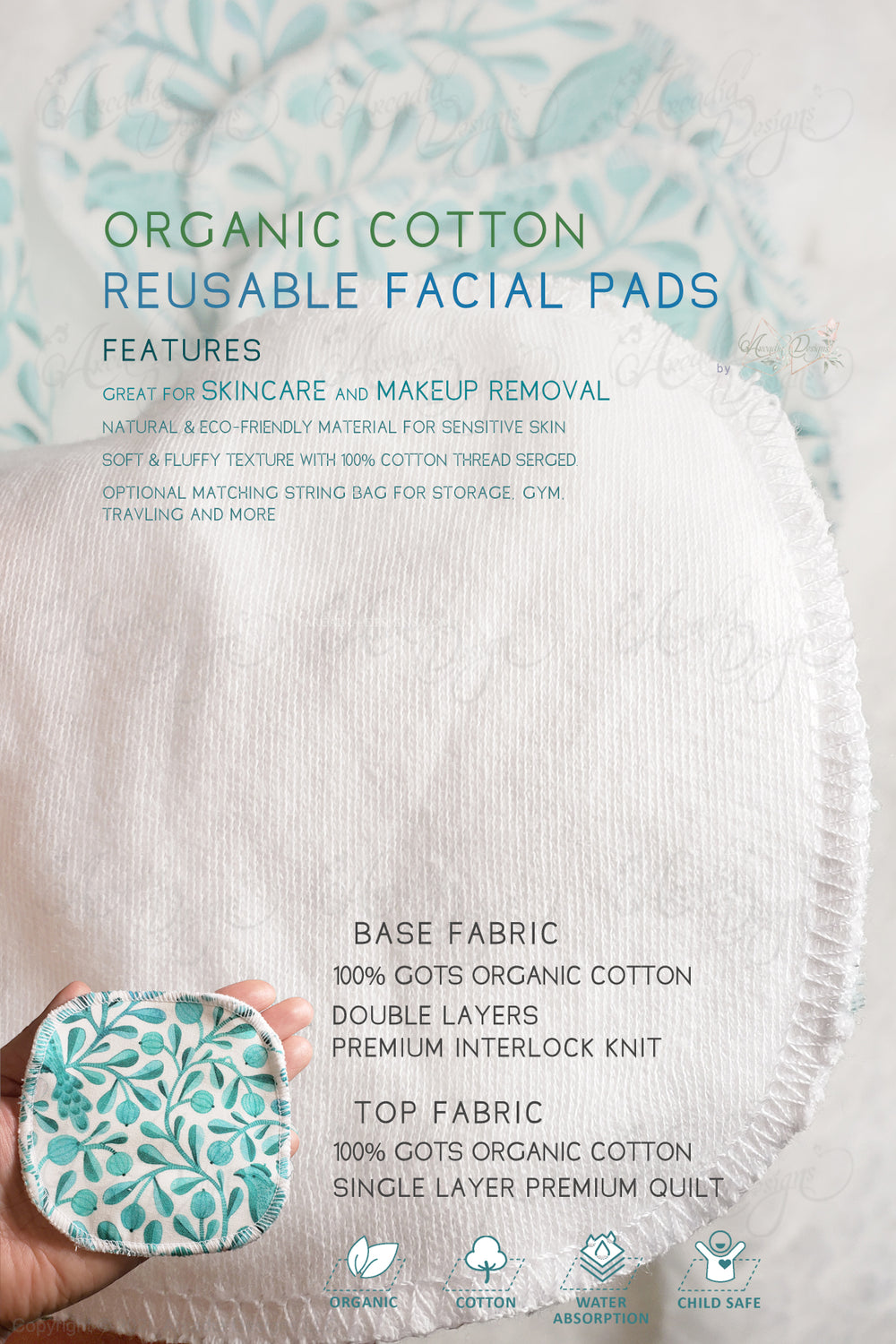 Organic interlock knit cotton facial round – Arcadia Designs