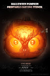 Owl head Printable Halloween Pumpkin Carving Pattern Stencil by arcadia designs llc