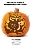 Owl in the Woods Printable Halloween Pumpkin Carving Pattern Stencil by arcadia designs llc