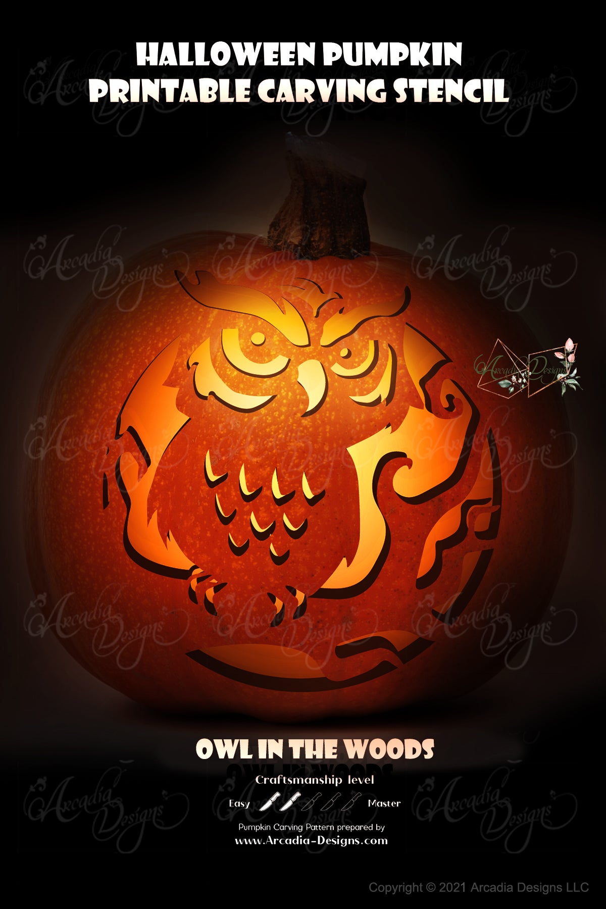 Owl in the Woods Printable Halloween Pumpkin Carving Pattern Stencil – Arcadia Designs owl-in-the-woods-printable-halloween-pumpkin-carving-pattern-stencil-arcadia-designs