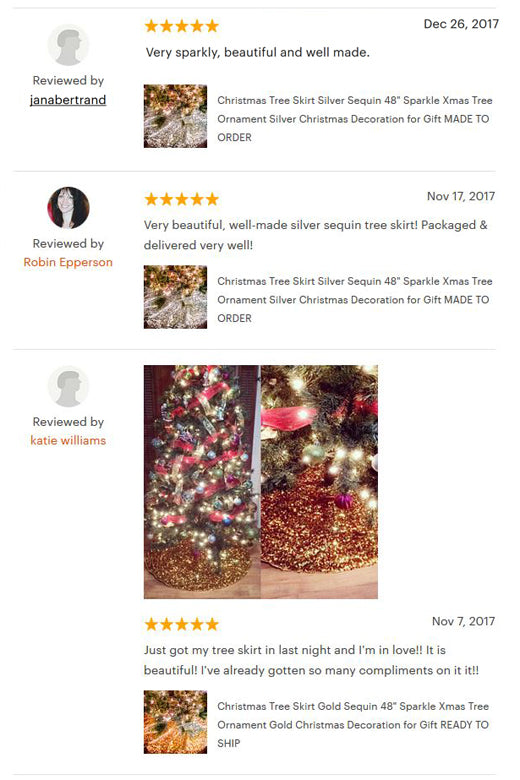 Golden Sequin Christmas Tree Skirt