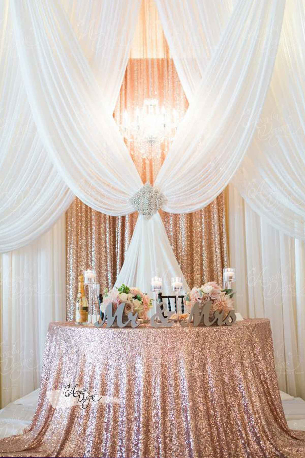 Arcadia Designs Pink and Gold Wedding Drapes 4 W  x  6 L  ft
