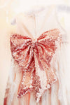 Arcadia Designs Princess Sparkly Pink Sequin Waist Band and Bow Rose Gold Rose Pink