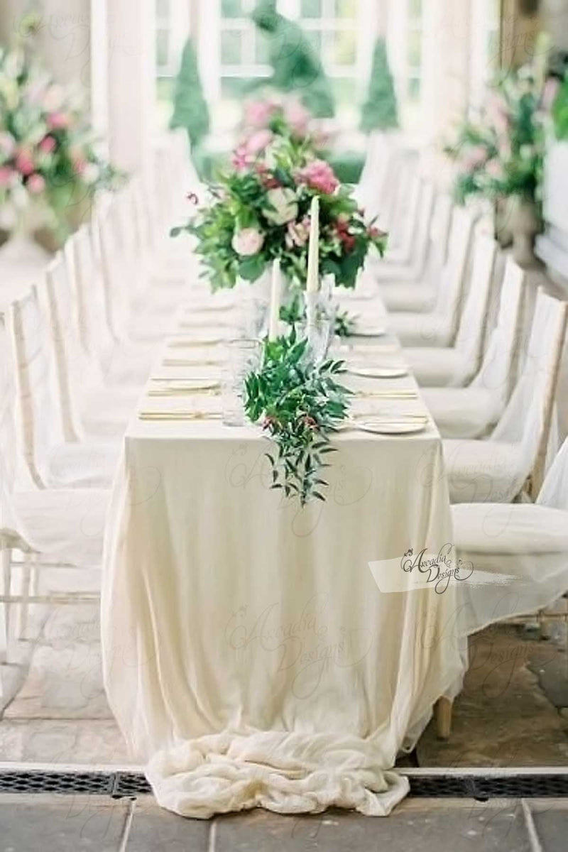Arcadia Designs Silk Natural White Chiffon Tablecloth