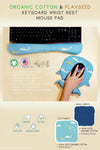 Blue whale Organic Cotton & Flaxseed Keyboard rest and Mouse Pad hand made in USA exclusive by Arcadia Designs
