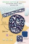 Unicorn bunny light blue mermaid Cotton & Flaxseed Keyboard rest and Mouse Pad hand made in USA exclusive by Arcadia Designs