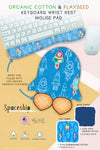 spaceship rocket ship blue Organic Cotton & Flaxseed Keyboard rest and Mouse Pad hand made in USA exclusive by Arcadia Designs