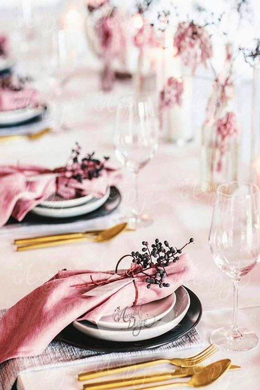 Arcadia Designs dusty rose pink square linen napkin for thanksgiving wedding reception dinner