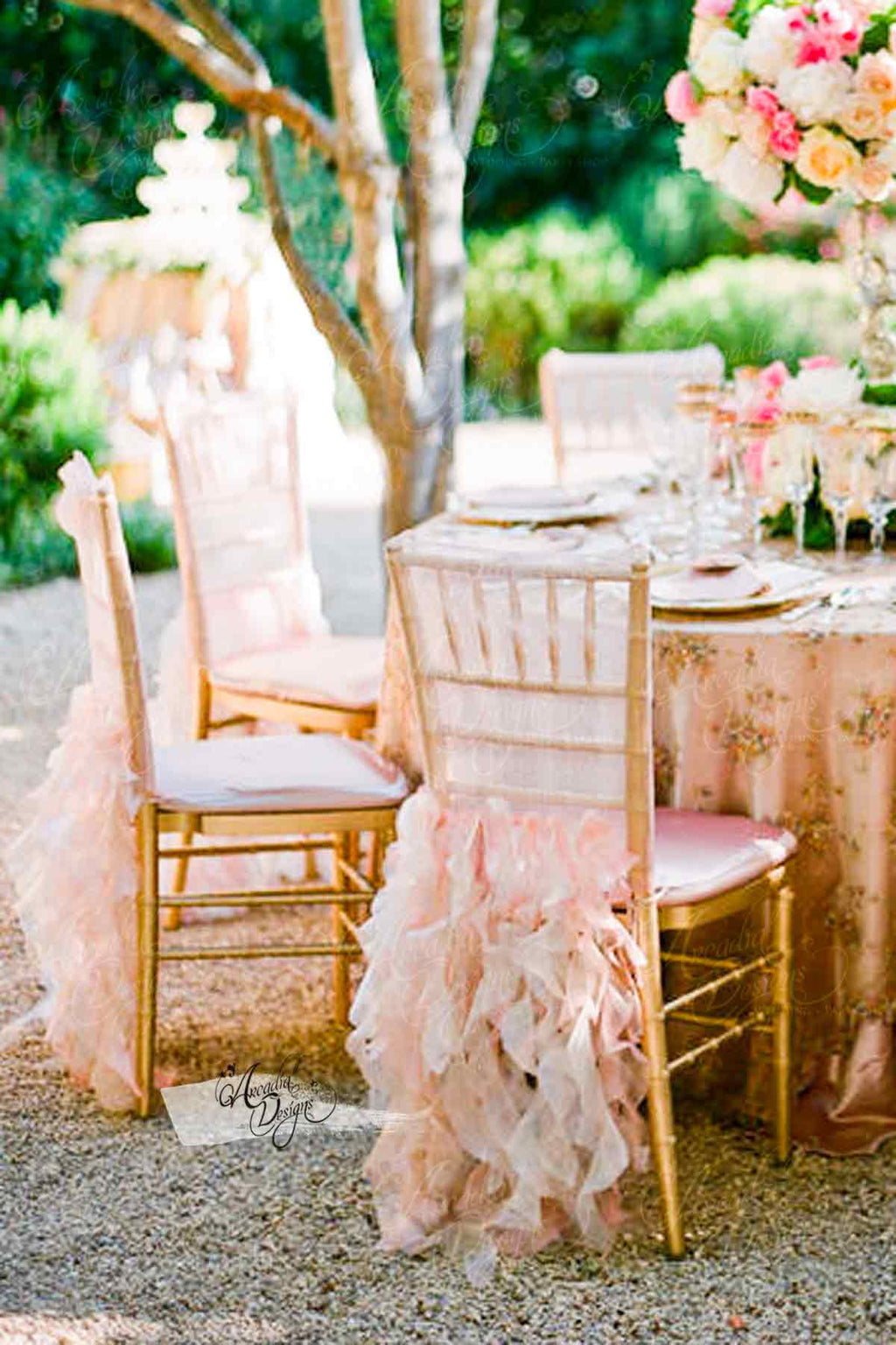 Light Pink Chiffon Chair Sash – Arcadia Designs