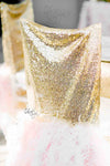 Arcadia Designs Ostrich Marilyn Feather White Sequin Chair Cover Bright Gold