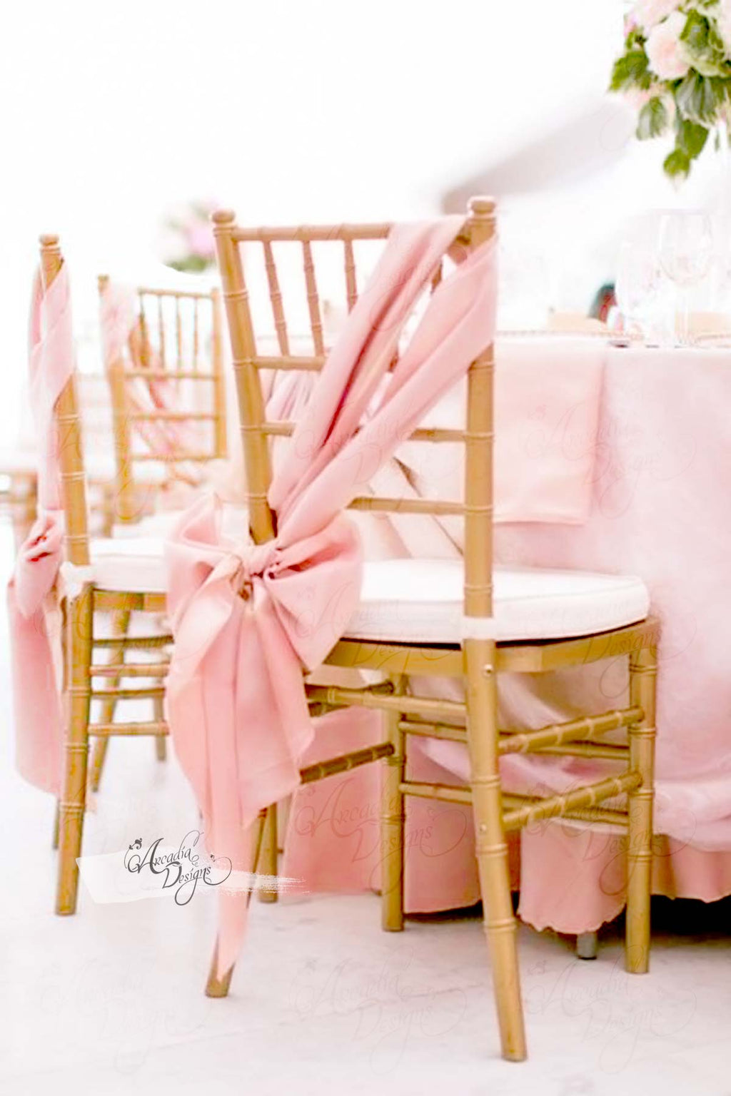 Arcadia Designs Rose Gold Think Satin Chair Sash Light Pink