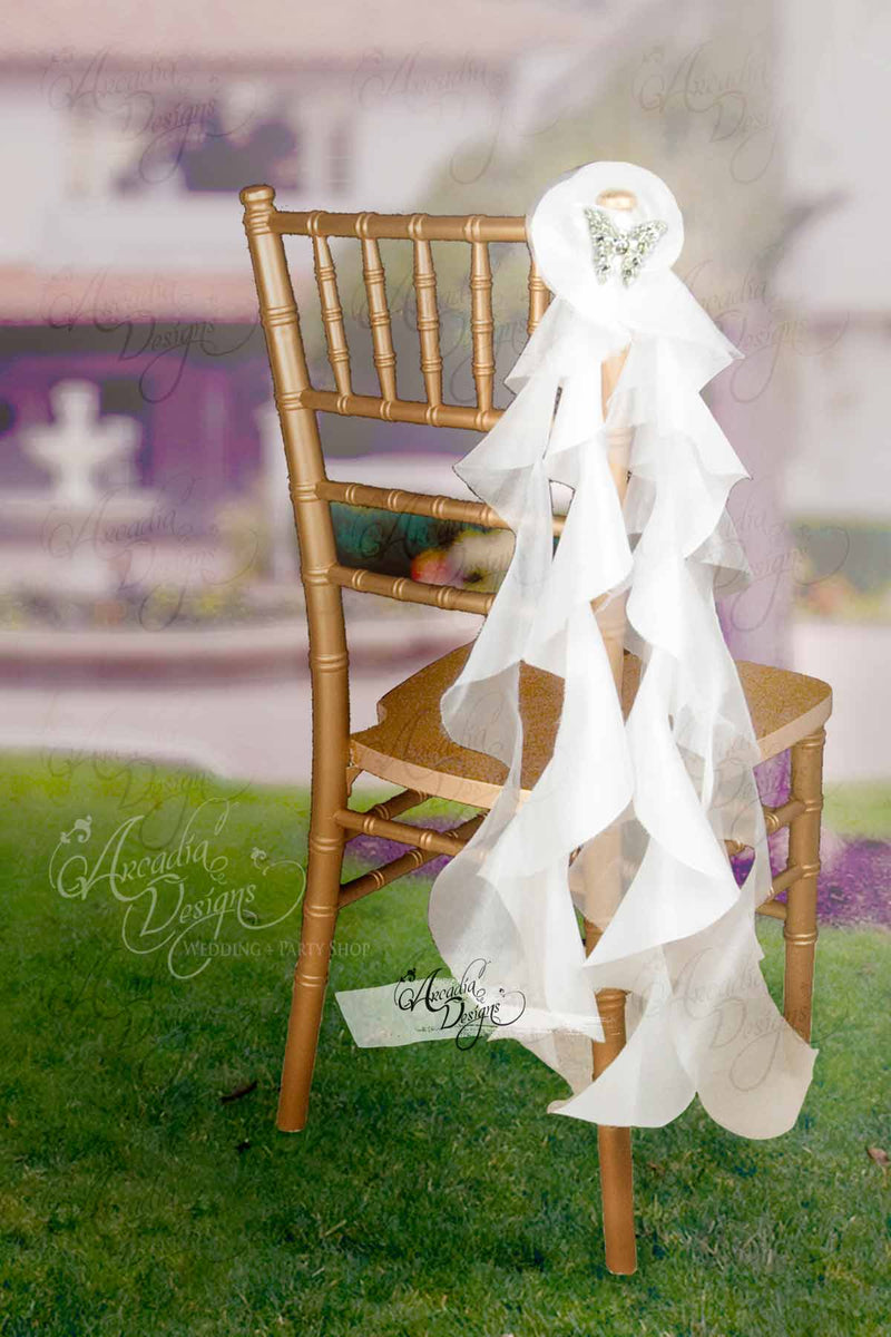 Arcadia Designs Silky White Curly Accent Chair Sash Natural White